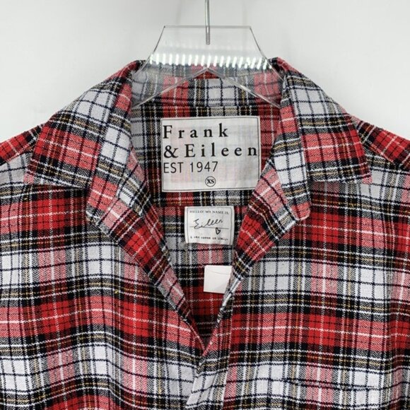 Frank & Eileen Relaxed fit button front up shirt top blouse plaid red new XS - Picture 3 of 6